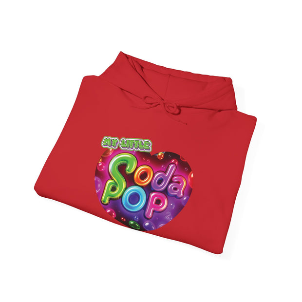 Soda Pop Heart Hoodie - Retro Unisex Sweatshirt for Fun Gatherings, Cozy Nights, Music Festivals, Unique Gifts & Casual Wear