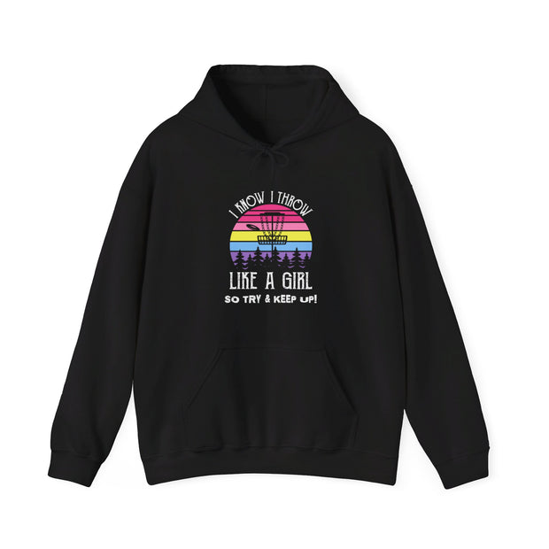 I Know I Throw Like A Girl Unisex Heavy Blend™ Hooded Sweatshirt