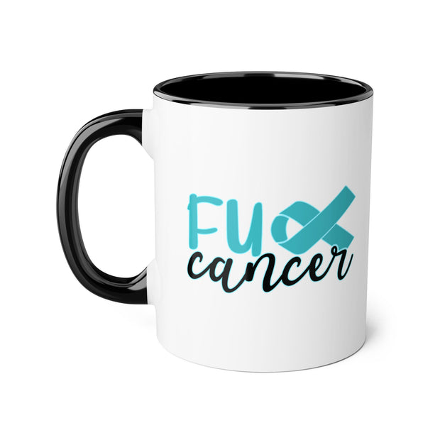 Fuck Cancer Accent Mugs, 11oz