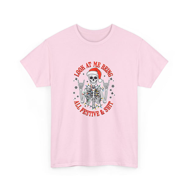 Festive Skeleton Unisex Heavy Cotton Tee