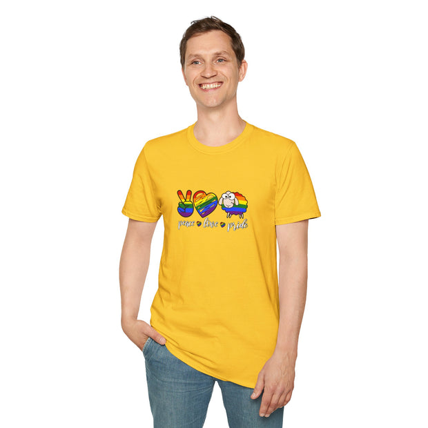 Peace Love and Pride Unisex Softstyle T-Shirt