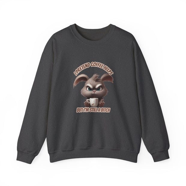 I Pretend that Coffee Helps Unisex Heavy Blend™ Crewneck Sweatshirt