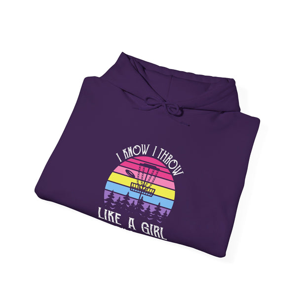 I Know I Throw Like A Girl Unisex Heavy Blend™ Hooded Sweatshirt