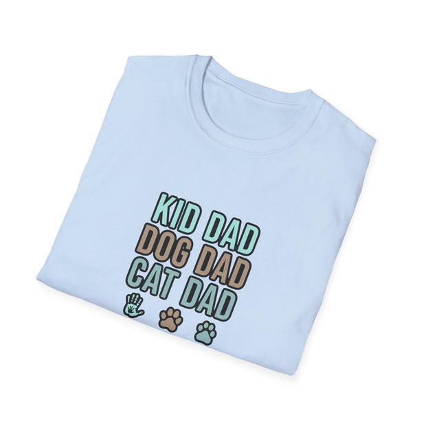 Kid, Dog, Cat Dad Unisex Softstyle T-Shirt