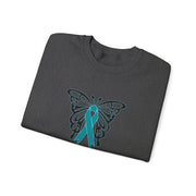 Ovarian Cancer Butterfly Unisex Heavy Blend™ Crewneck Sweatshirt