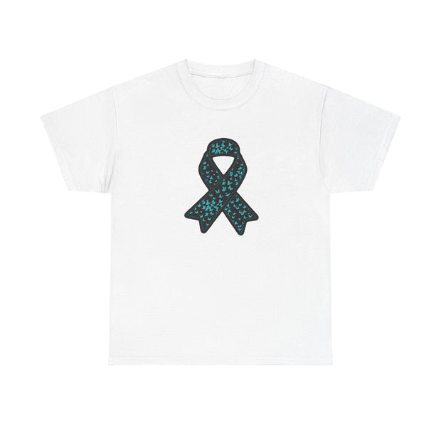 Ovarian Cancer Ribbon Unisex Heavy Cotton Tee