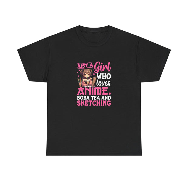 Anime, Boba, Sketching Unisex Heavy Cotton Tee