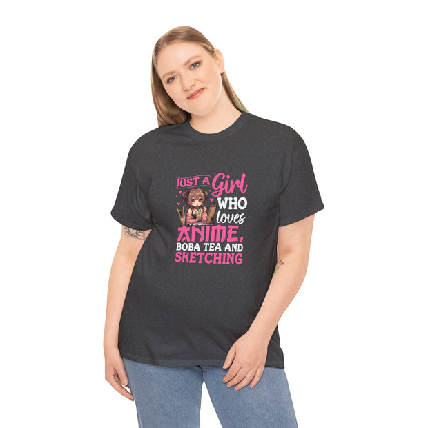 Anime, Boba, Sketching Unisex Heavy Cotton Tee
