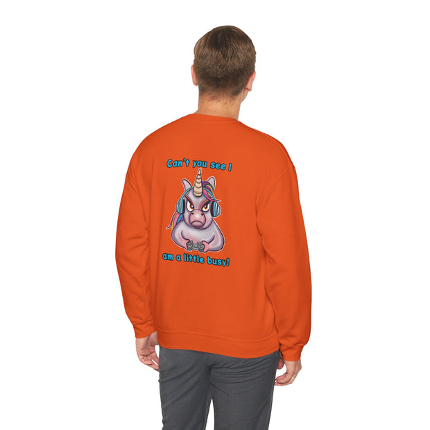 Busy Gaming Unicorn Unisex Heavy Blend™ Crewneck Sweatshirt
