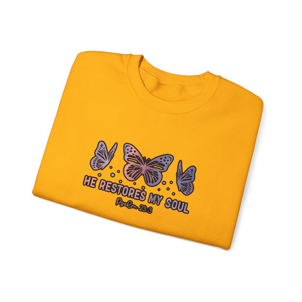 He Restores Faith Unisex Heavy Blend™ Crewneck Sweatshirt