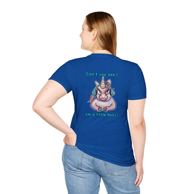 Busy Gaming Unicorn Unisex Softstyle T-Shirt