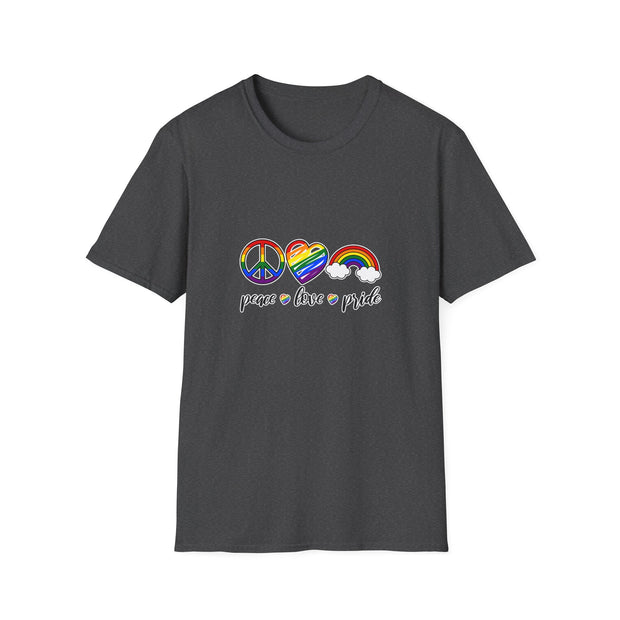 Peace Love and Pride Unisex Softstyle T-Shirt