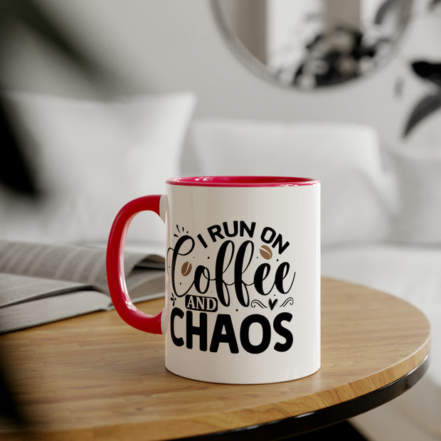 Coffee and Chaos Accent Mugs, 11oz