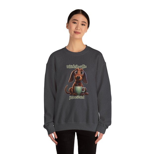 Funny Coffee Dog Unisex Heavy Blend™ Crewneck Sweatshirt