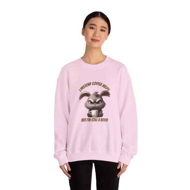 I Pretend that Coffee Helps Unisex Heavy Blend™ Crewneck Sweatshirt