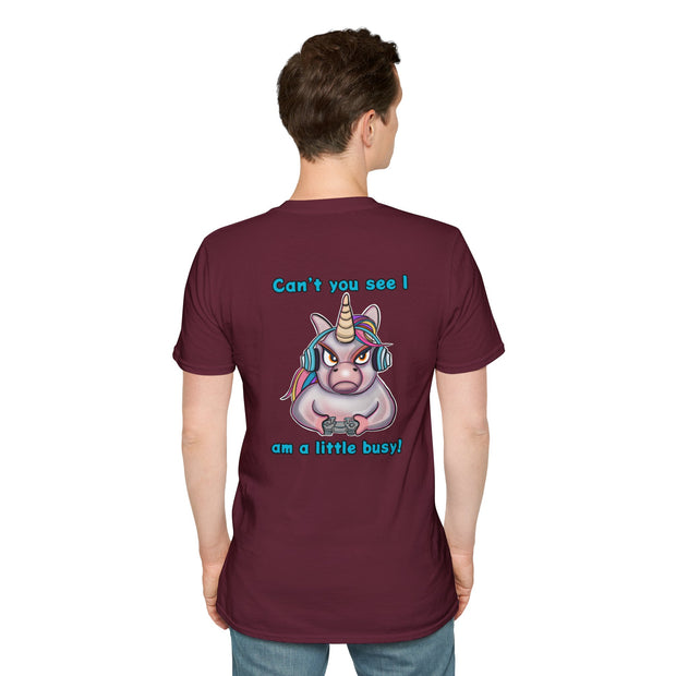 Busy Gaming Unicorn Unisex Softstyle T-Shirt