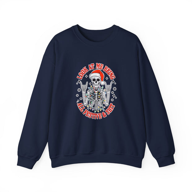 Festive Skeleton Unisex Heavy Blend™ Crewneck Sweatshirt