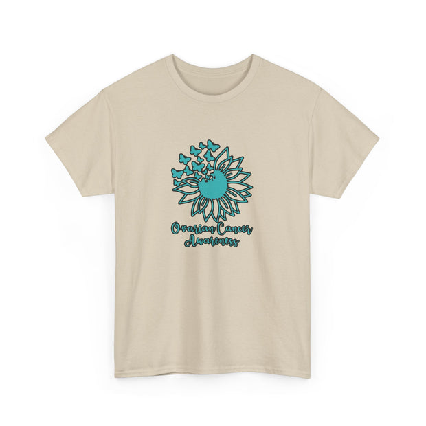 Ovarian Cancer Sunflower Unisex Heavy Cotton Tee