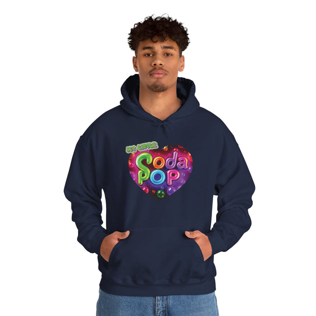 Soda Pop Heart Hoodie - Retro Unisex Sweatshirt for Fun Gatherings, Cozy Nights, Music Festivals, Unique Gifts & Casual Wear