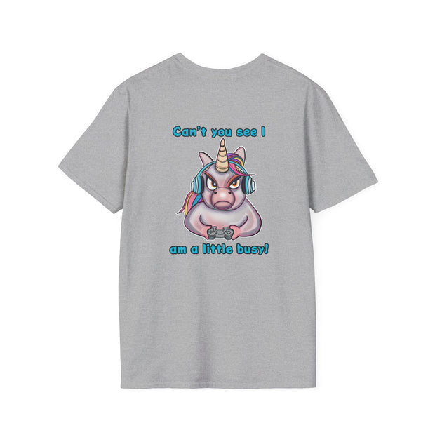 Busy Gaming Unicorn Unisex Softstyle T-Shirt