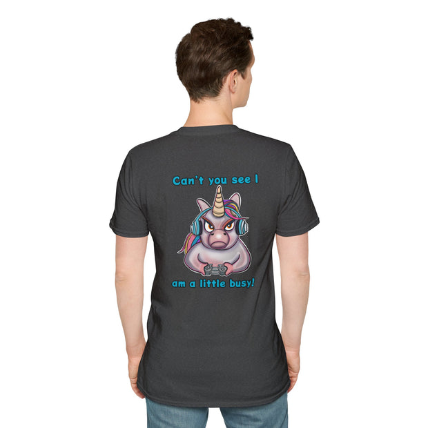 Busy Gaming Unicorn Unisex Softstyle T-Shirt