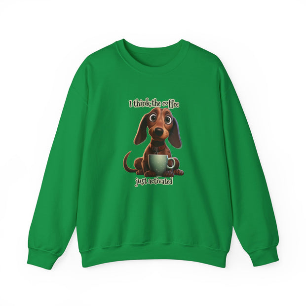 Funny Coffee Dog Unisex Heavy Blend™ Crewneck Sweatshirt