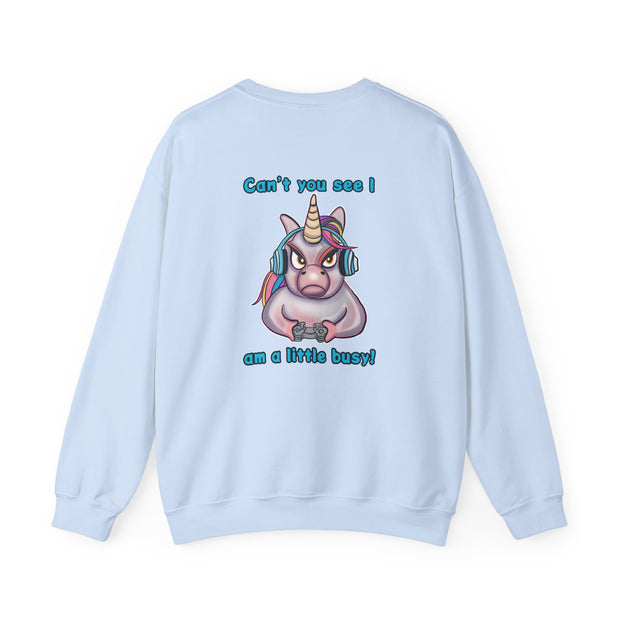 Busy Gaming Unicorn Unisex Heavy Blend™ Crewneck Sweatshirt