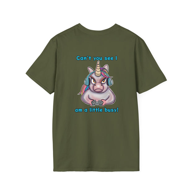 Busy Gaming Unicorn Unisex Softstyle T-Shirt