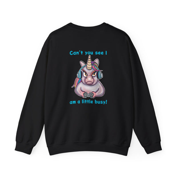 Busy Gaming Unicorn Unisex Heavy Blend™ Crewneck Sweatshirt