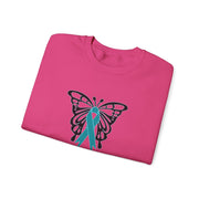 Ovarian Cancer Butterfly Unisex Heavy Blend™ Crewneck Sweatshirt