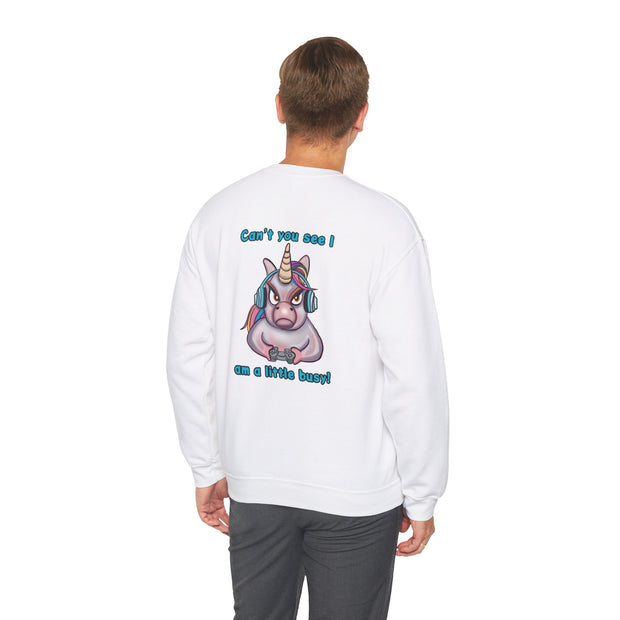 Busy Gaming Unicorn Unisex Heavy Blend™ Crewneck Sweatshirt