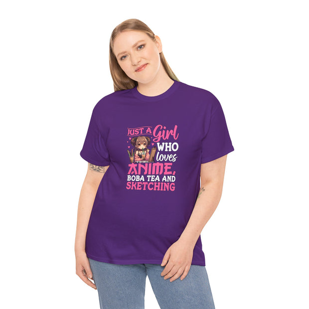 Anime, Boba, Sketching Unisex Heavy Cotton Tee