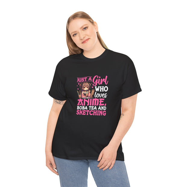 Anime, Boba, Sketching Unisex Heavy Cotton Tee