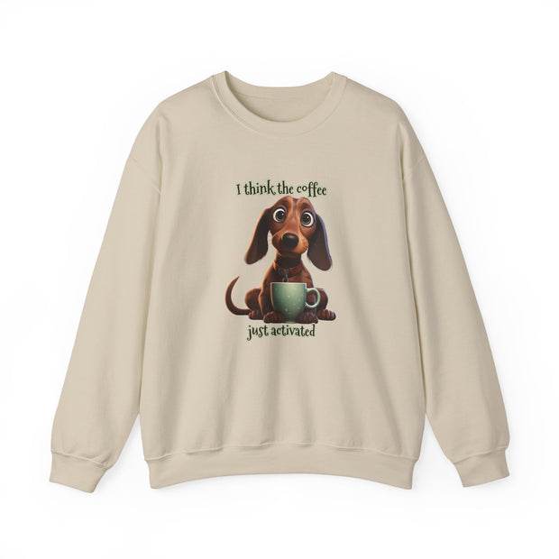 Funny Coffee Dog Unisex Heavy Blend™ Crewneck Sweatshirt