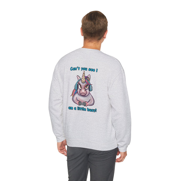 Busy Gaming Unicorn Unisex Heavy Blend™ Crewneck Sweatshirt
