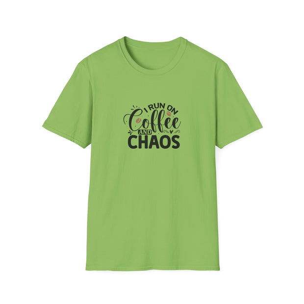I Run on Coffee and Chaos Unisex Softstyle T-Shirt