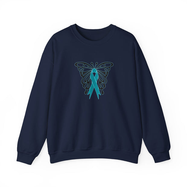 Ovarian Cancer Butterfly Unisex Heavy Blend™ Crewneck Sweatshirt