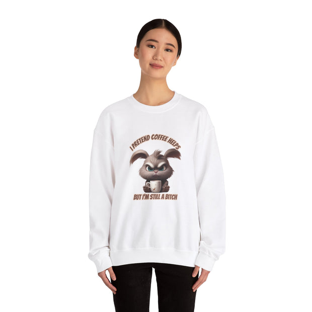 I Pretend that Coffee Helps Unisex Heavy Blend™ Crewneck Sweatshirt