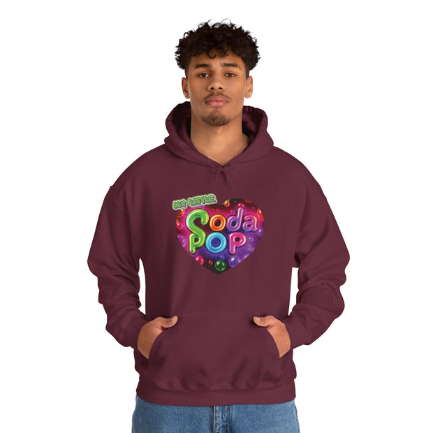 Soda Pop Heart Hoodie - Retro Unisex Sweatshirt for Fun Gatherings, Cozy Nights, Music Festivals, Unique Gifts & Casual Wear