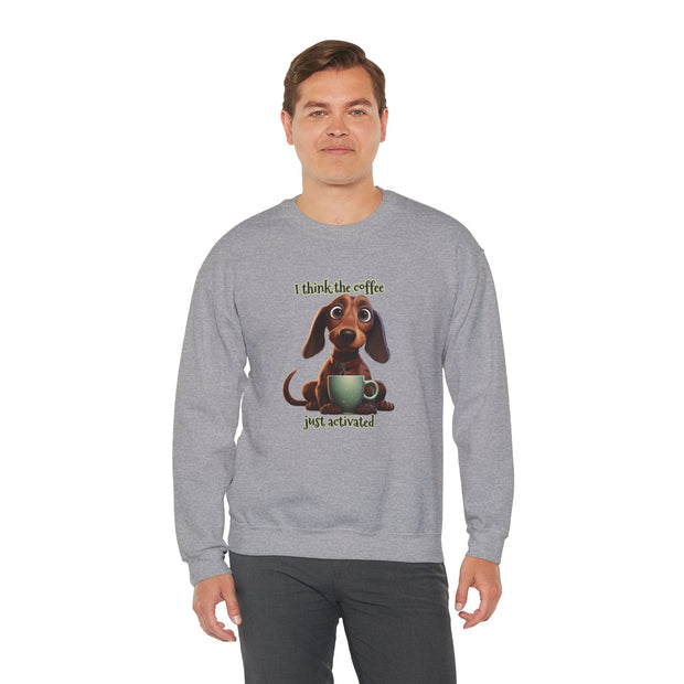 Funny Coffee Dog Unisex Heavy Blend™ Crewneck Sweatshirt