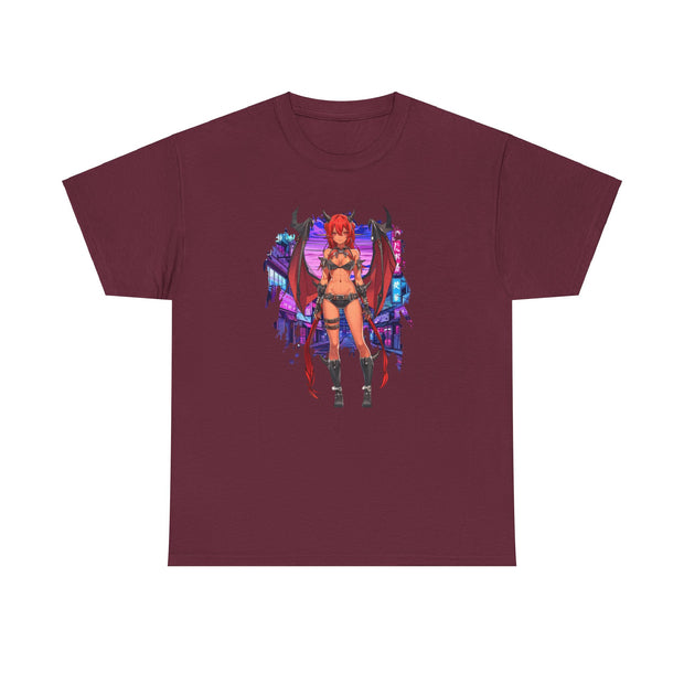 Anime Female Demon Unisex Heavy Cotton Tee