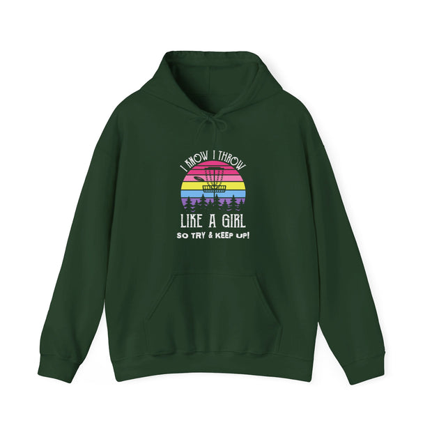I Know I Throw Like A Girl Unisex Heavy Blend™ Hooded Sweatshirt