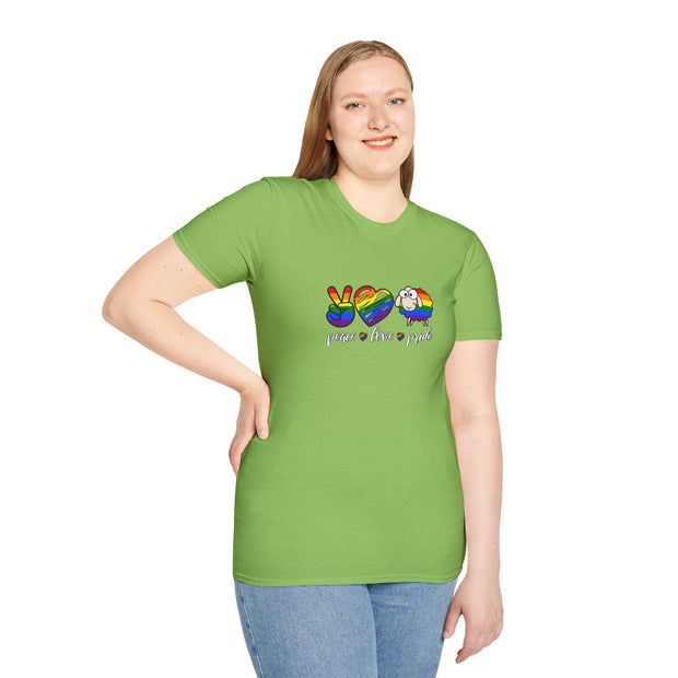 Peace Love and Pride Unisex Softstyle T-Shirt