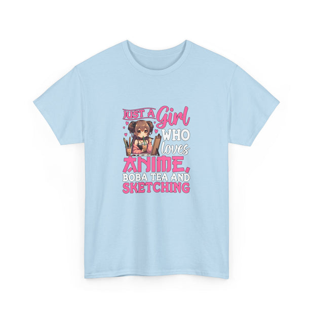 Anime, Boba, Sketching Unisex Heavy Cotton Tee