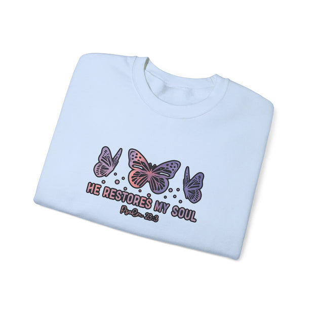 He Restores Faith Unisex Heavy Blend™ Crewneck Sweatshirt