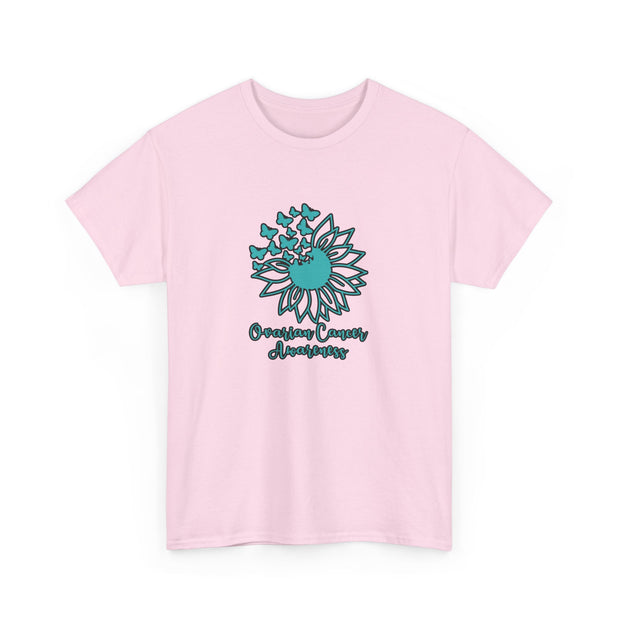 Ovarian Cancer Sunflower Unisex Heavy Cotton Tee