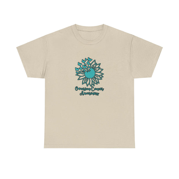 Ovarian Cancer Sunflower Unisex Heavy Cotton Tee