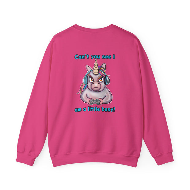 Busy Gaming Unicorn Unisex Heavy Blend™ Crewneck Sweatshirt