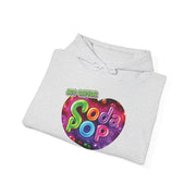 Soda Pop Heart Hoodie - Retro Unisex Sweatshirt for Fun Gatherings, Cozy Nights, Music Festivals, Unique Gifts & Casual Wear