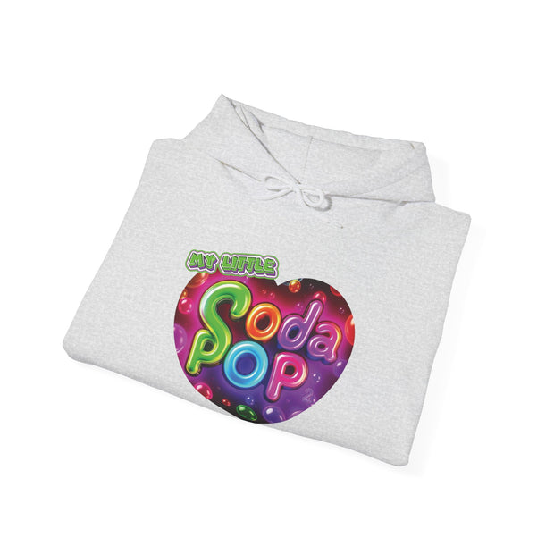 Soda Pop Heart Hoodie - Retro Unisex Sweatshirt for Fun Gatherings, Cozy Nights, Music Festivals, Unique Gifts & Casual Wear